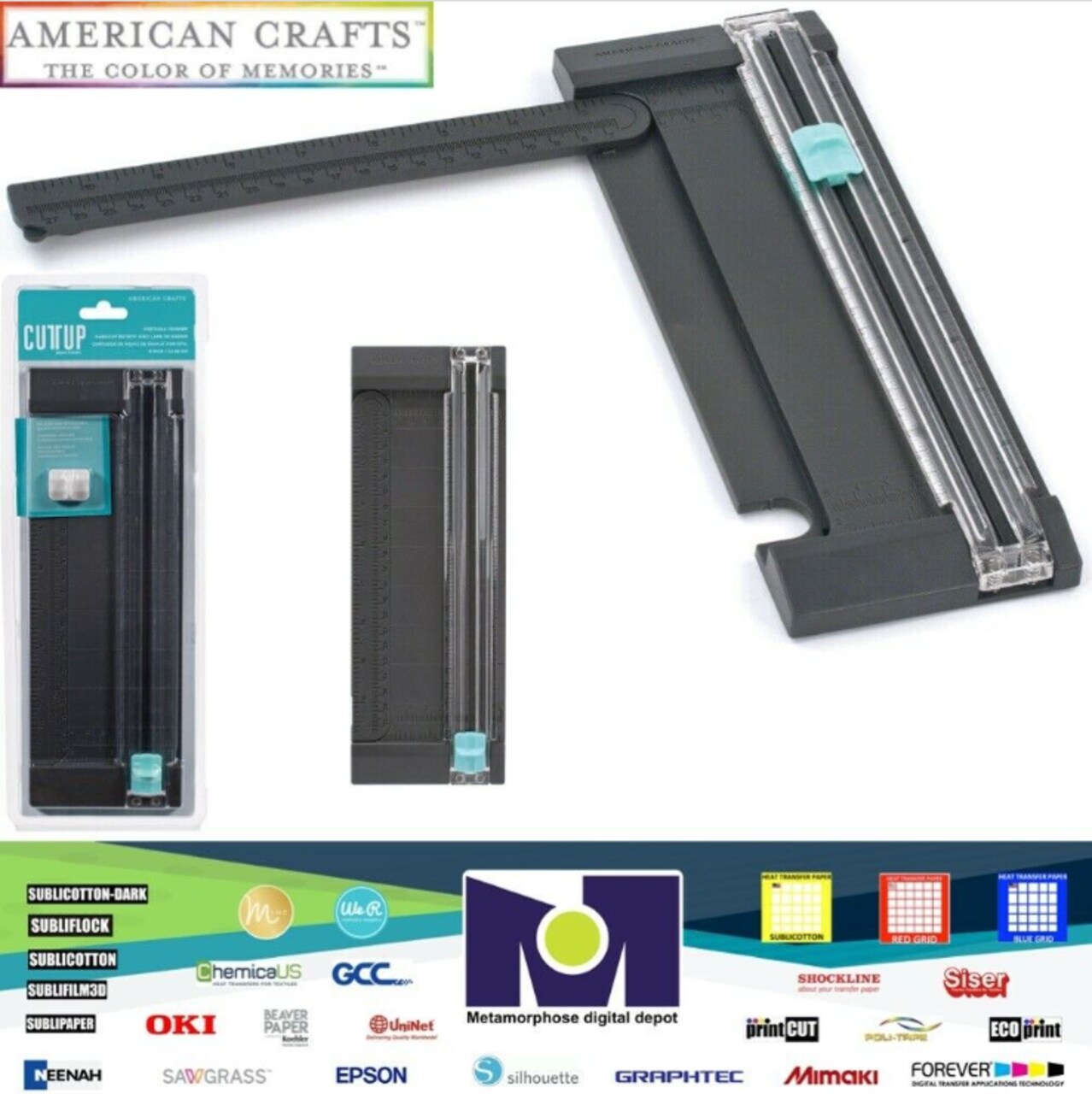 American Crafts Craft Blade Portable Paper Trimmer 9" - Aqua - (2 Pieces) 90702